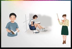 Cartoon teacher and student PPT illustration material two