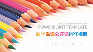 Plantilla PPT de enseñanza y conferencia de fondo de lápiz de color en forma de arco