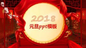 Modello ppt per il giorno di capodanno dinamico in stile cinese rosso festivo