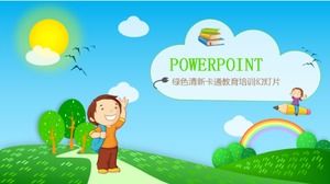 Зеленый и свежий мультфильм детей образование обучение шаблон PPT