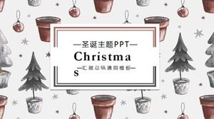 Hand painted fresh Christmas theme report summary ppt template