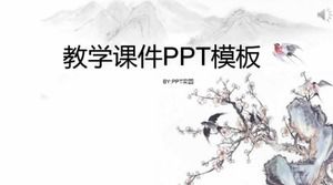 Einfache Tinte Pflaumenblütenlehre im chinesischen Stil ppt-Vorlage