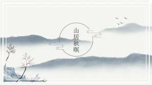 Résidence de montagne automne et modèle ppt de plan de travail de style chinois classique sombre