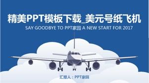 Znakomity szablon PPT download_dolar papierowy samolot