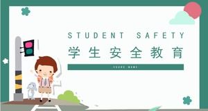 Cute cartoon paper-cut background students open school campus safety education PPT template