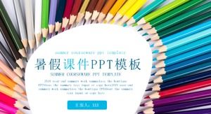 Template ppt courseware musim panas pensil warna kreatif