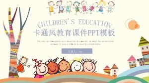 Sevimli çizgi çocuk eğitimi öğretim eğitim yazılımı ppt şablonu