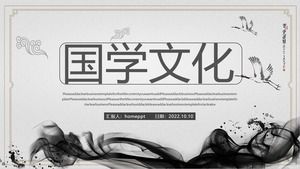 Klassische und elegante PPT-Vorlage für chinesische Kulturkurse mit Tinte und Waschen im chinesischen Stil