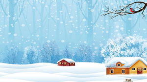 Două desene animate pădure de iarnă casă mică PPT imagine de fundal