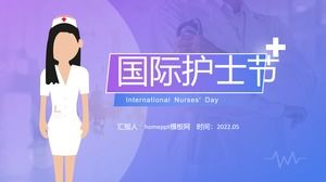 Modelo de ppt do Dia Internacional dos Enfermeiros gradiente azul e roxo