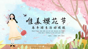 Modelo de PPT de planejamento de atividades de passeio de primavera festival de flor de cerejeira linda