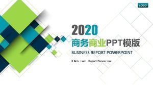 Templat PPT laporan bisnis kotak biru dan hijau
