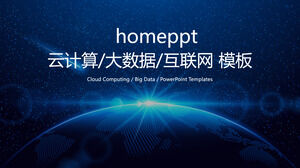 Blue dynamic cloud computing big data Internet PPT template