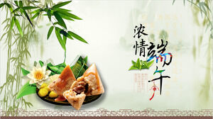 Chiński styl tradycyjny kultura miłość Dragon Boat Festival knedle ryżowe szablon ppt