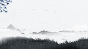 Pictură cu cerneală de fundal PPT în stil chinezesc de munți îndepărtați