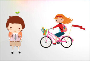 四套卡通儿童骑自行车PPT素材