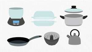 Utensili da cucina, stoviglie, set di vini vettore cartone animato ppt icon pacchetto download