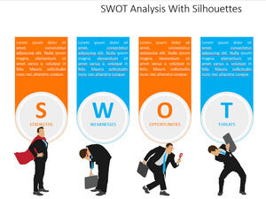 Template PPT analisis SWOT siluet sosok warna