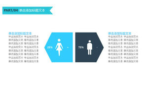 Modelo de PPT de ilustração de porcentagem de mulher de homem azul