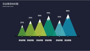 Templat PPT grafik kolom gunung salju hijau dan biru yang kreatif