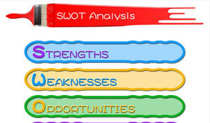 Modello PPT di analisi SWOT del pennello a colori