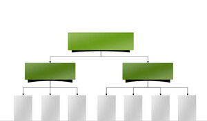 緑の3層組織図PPTテンプレート