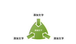 Зеленая стрелка указывает на центральный материал шаблона PPT.