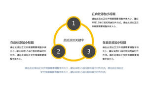 Gráfico PPT de relación de yuxtaposición circular amarilla de 3 elementos
