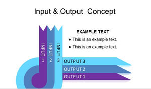 Diagrama PPT de presentación del concepto de entrada y salida azul-violeta