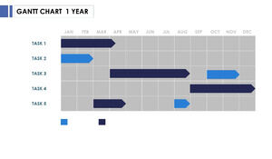 Blaue Jahresanordnung PPT-Gantt-Diagrammvorlage