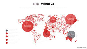 Red world map business PPT chart collection