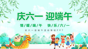 Zielone i świeże świętowanie szablonu PPT planowania imprezy Dragon Boat Festival