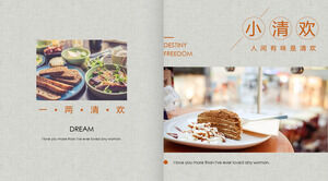 Le goût de Xiaoqinghuan dans le monde est le modèle PPT d'album photo de nourriture de style magazine Qinghuan