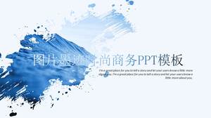 Șablon PPT de afaceri de modă cu cerneală de imagine creativă albastră