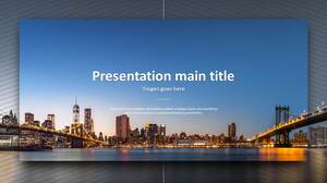 Orange and blue suspension effect European and American business PPT template