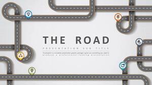 Plantilla PPT de diseño de tema de carretera creativa marrón