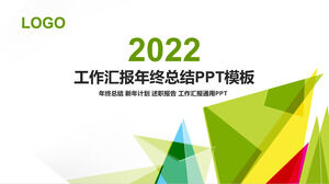 Modelo de PPT de relatório de trabalho de decoração de triângulo verde