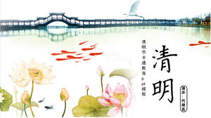Modello ppt di educazione dei cartoni animati di Qingming Festival di moda atmosfera semplice