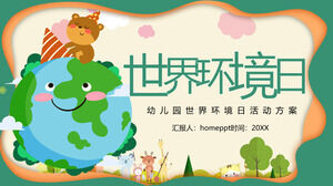 Cartoon Kindergarten World Environment Day Aktivitätsprogramm PPT-Vorlage