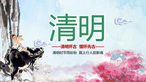 Pastorello che indica il modello PPT del festival di Qingming del villaggio di Xinghua