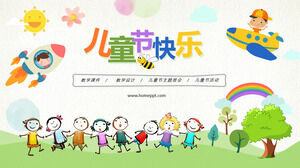 Feliz Dia das Crianças - desenho bonito 61 modelo de ppt do Dia das Crianças