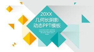 Long shadow polygon PPT template with yellow and green color matching