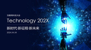 الرياح التكنولوجيا عصر جديد رحلة جديدة مؤتمر تكنولوجيا الإنترنت في المستقبل قالب PPT