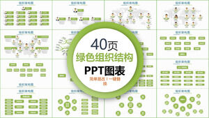 신선한 녹색 비즈니스 조직 구조 PPT 차트 모음