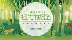 إصدار الوزارة للصف الثاني الصيني من المجلد الثاني ، قالب PPT الخاص بمنهج Cradle Cradle الخاص بأسلاف الوزارة
