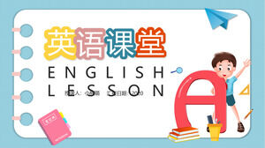 Cute cartoon children's English learning training PPT template