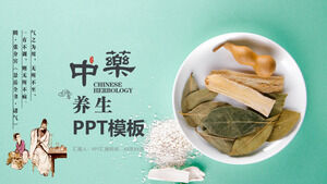 Свежая традиционная китайская медицина Культура китайской медицины PPT материал шаблона слайда