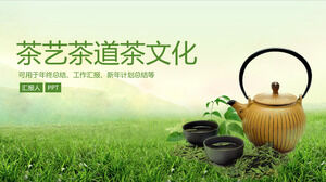 Yeşil taze çay töreni çay kültürü yılsonu çalışma özeti raporu PPT şablonu