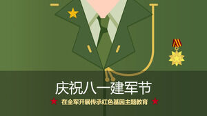 Fondo de dibujos animados de uniforme militar verde 1 de agosto Plantilla PPT del Día del Ejército