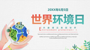 Plantilla PPT del Día Mundial del Medio Ambiente con el fondo de la tierra